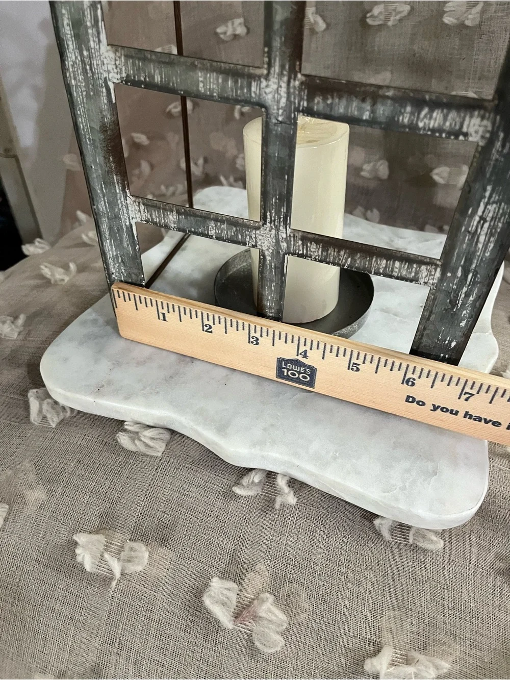 Rustic Arch Window Candle Lantern - Gray